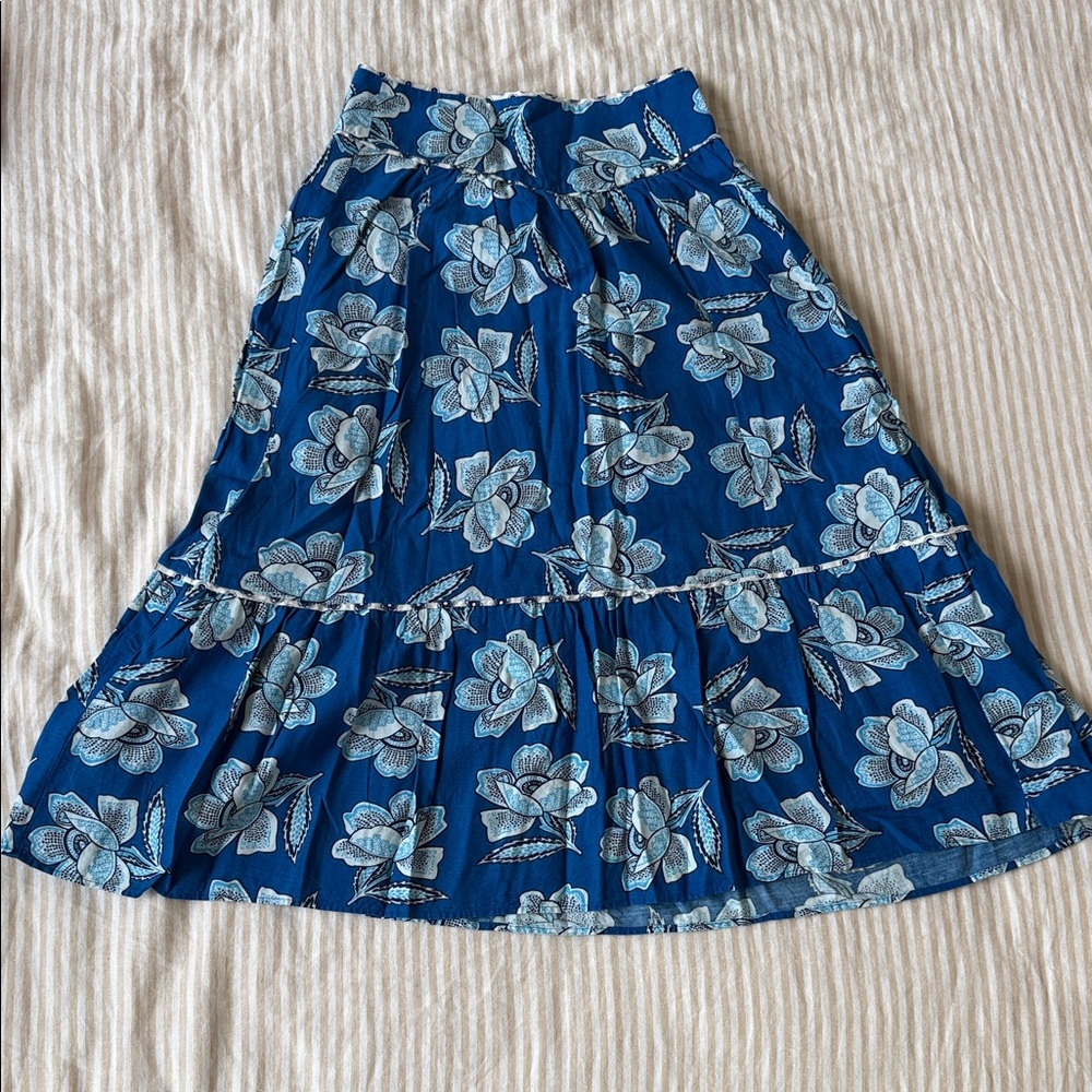 Maeve/Anthropologie Floral Blue Skirt